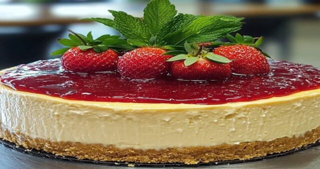 Cheesecake de Baunilha com Geleia de Morango